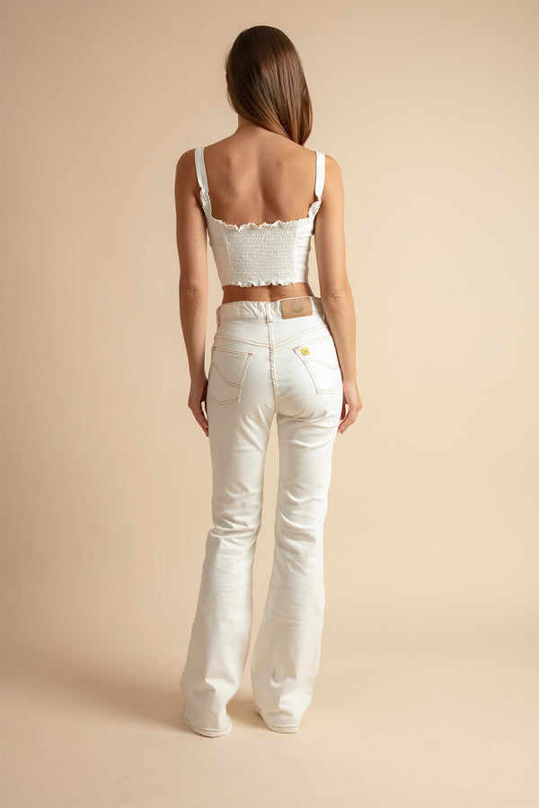 Women's white back flared jeans
