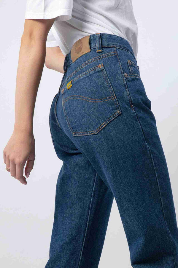 Side of women's straight jeans